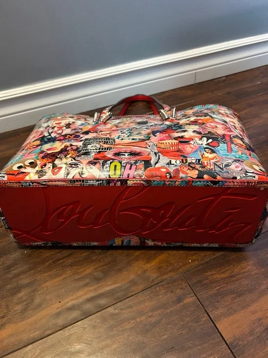 Christian Louboutin Multicolor Collage Patent Weekender with Red Panel - Picture 3 of 4